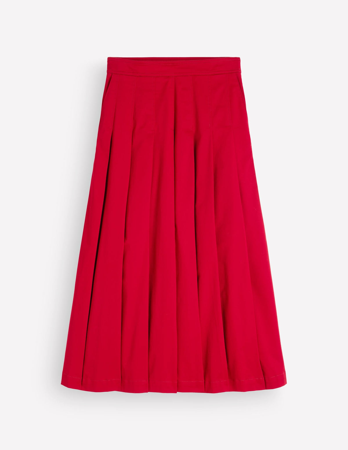 Jupe midi en satin de coton-Rouge cramoisi