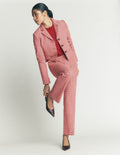 Pantalon 7/8 en coton-Rose, Prince de Galles marron