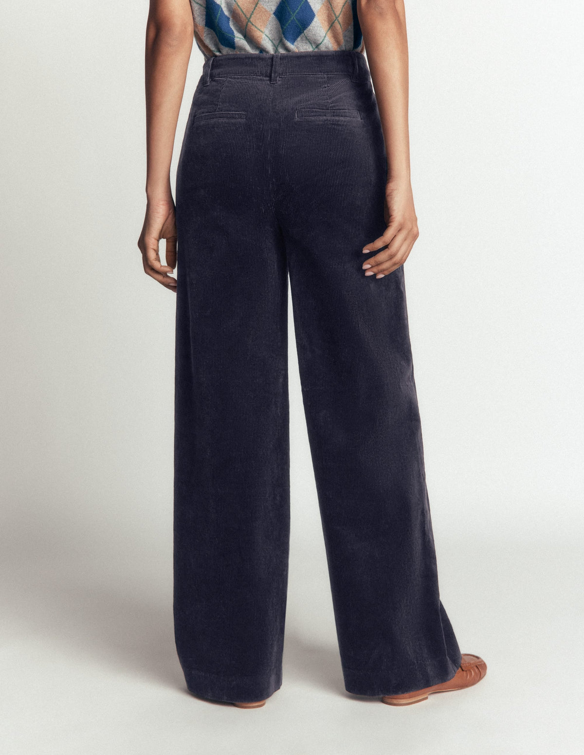 Pantalon en velours côtelé marine