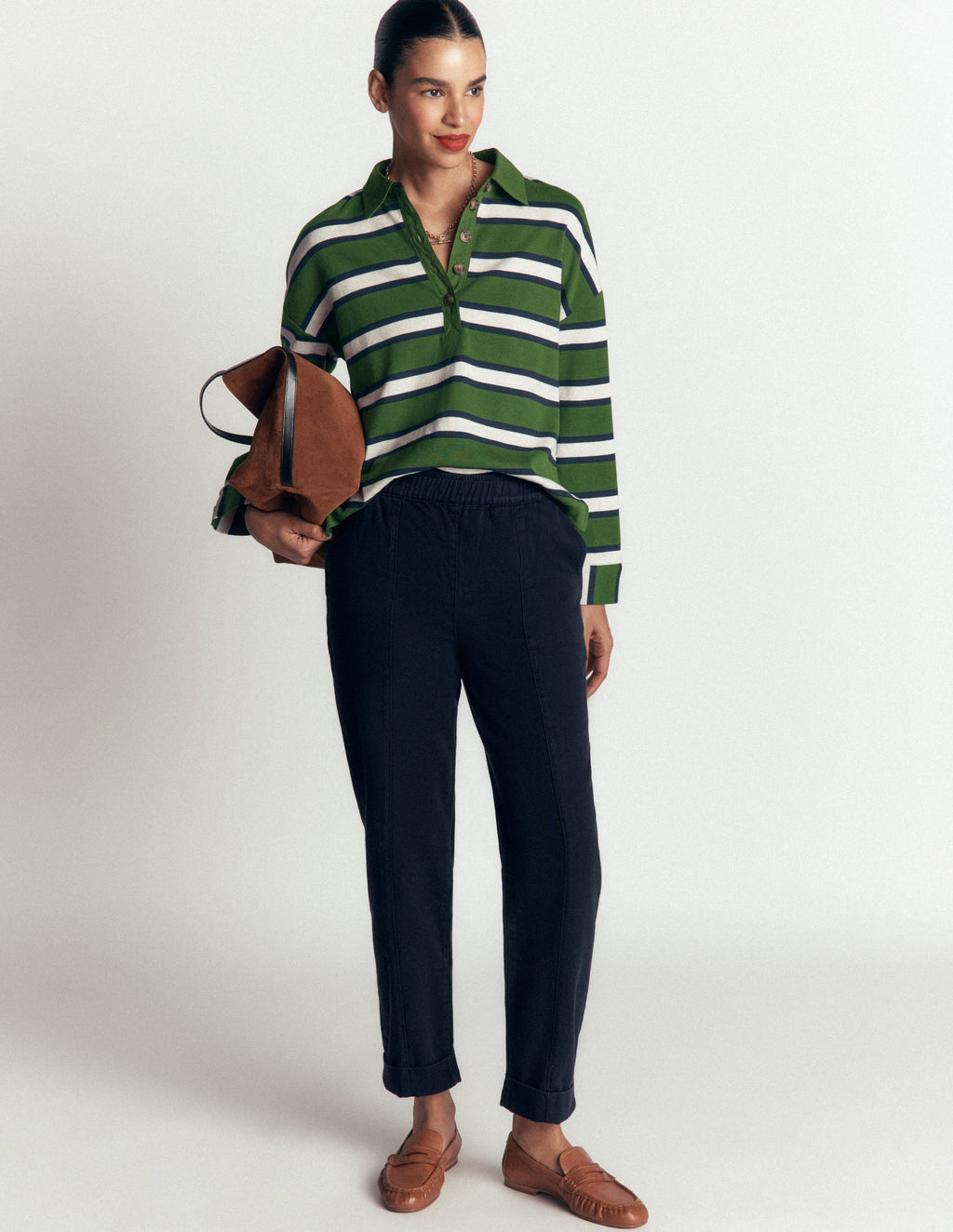 Pantalon droit taille mi-haute - Bleu marine