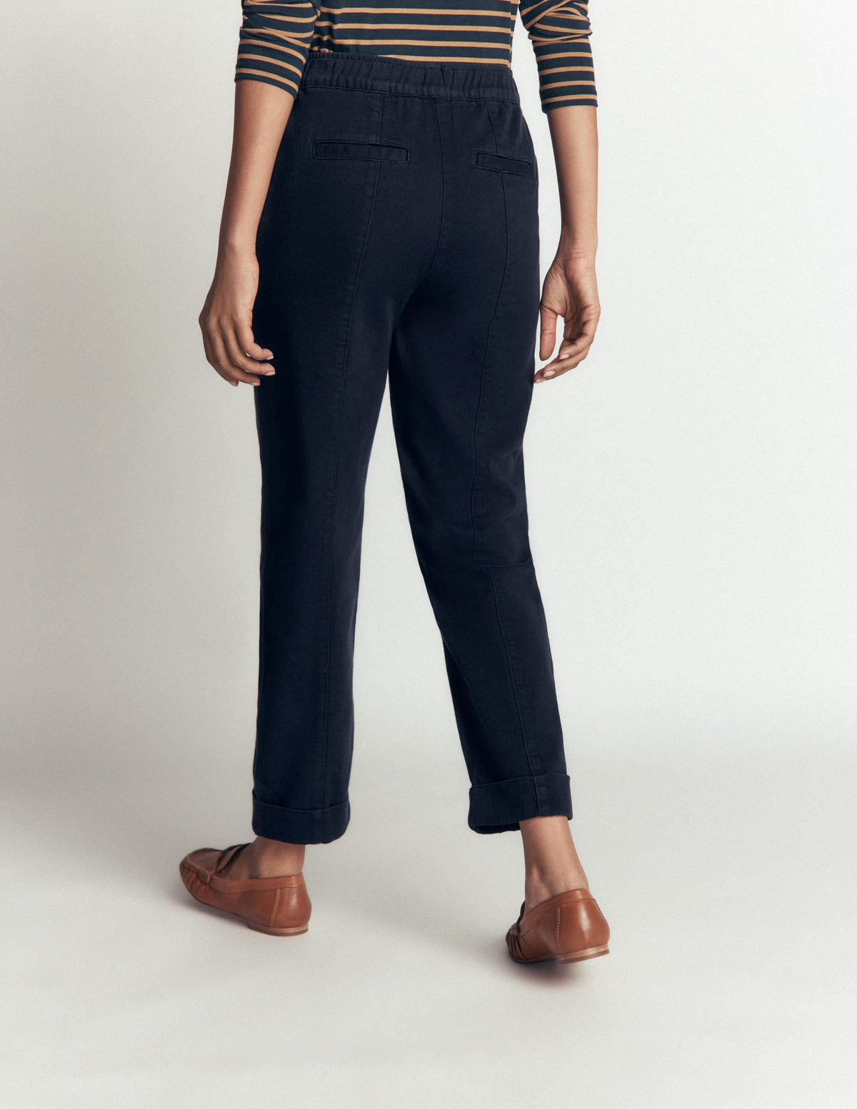 Pantalon droit taille mi-haute - Bleu marine