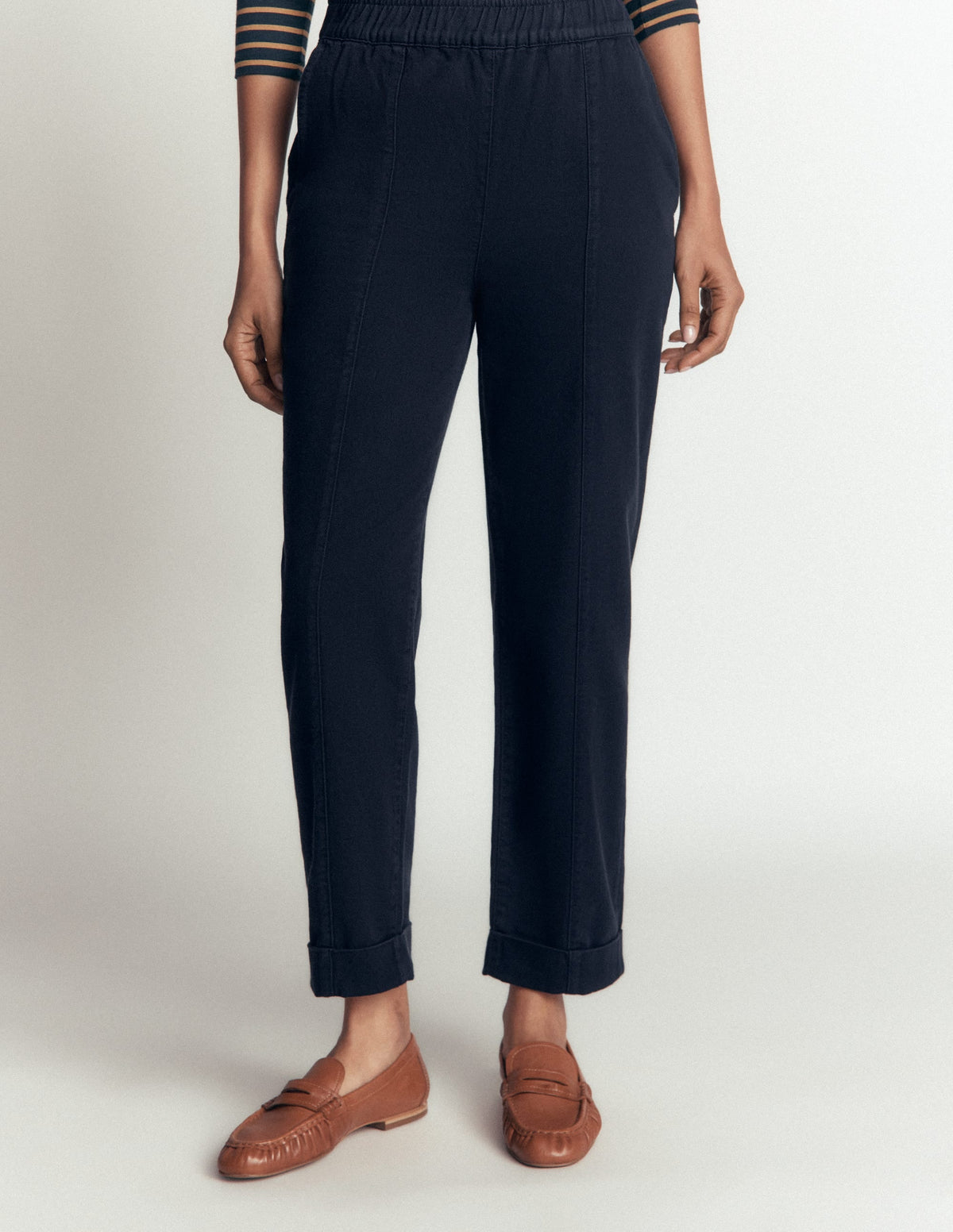 Pantalon droit taille mi-haute - Bleu marine