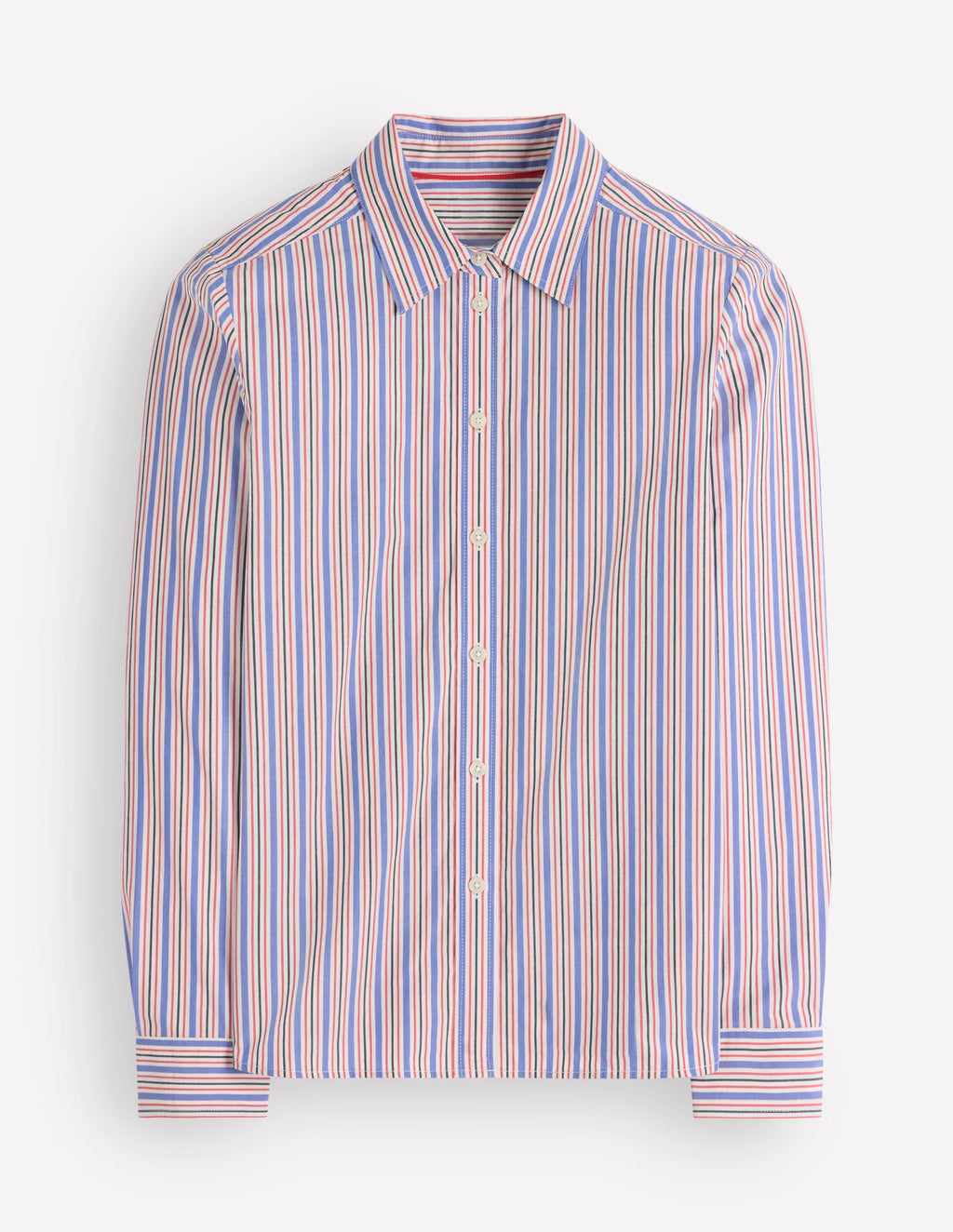 Chemise en coton, rayures rouge framboise
