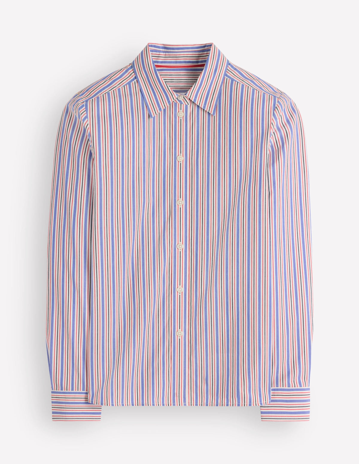 Chemise en coton, rayures rouge framboise