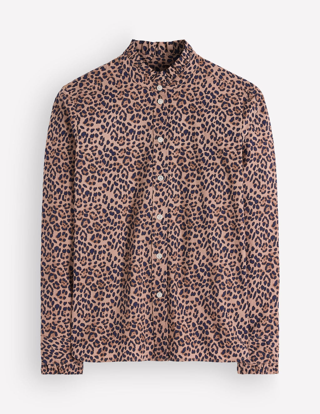 Chemise à volants en coton-Demerara, Animal brossé