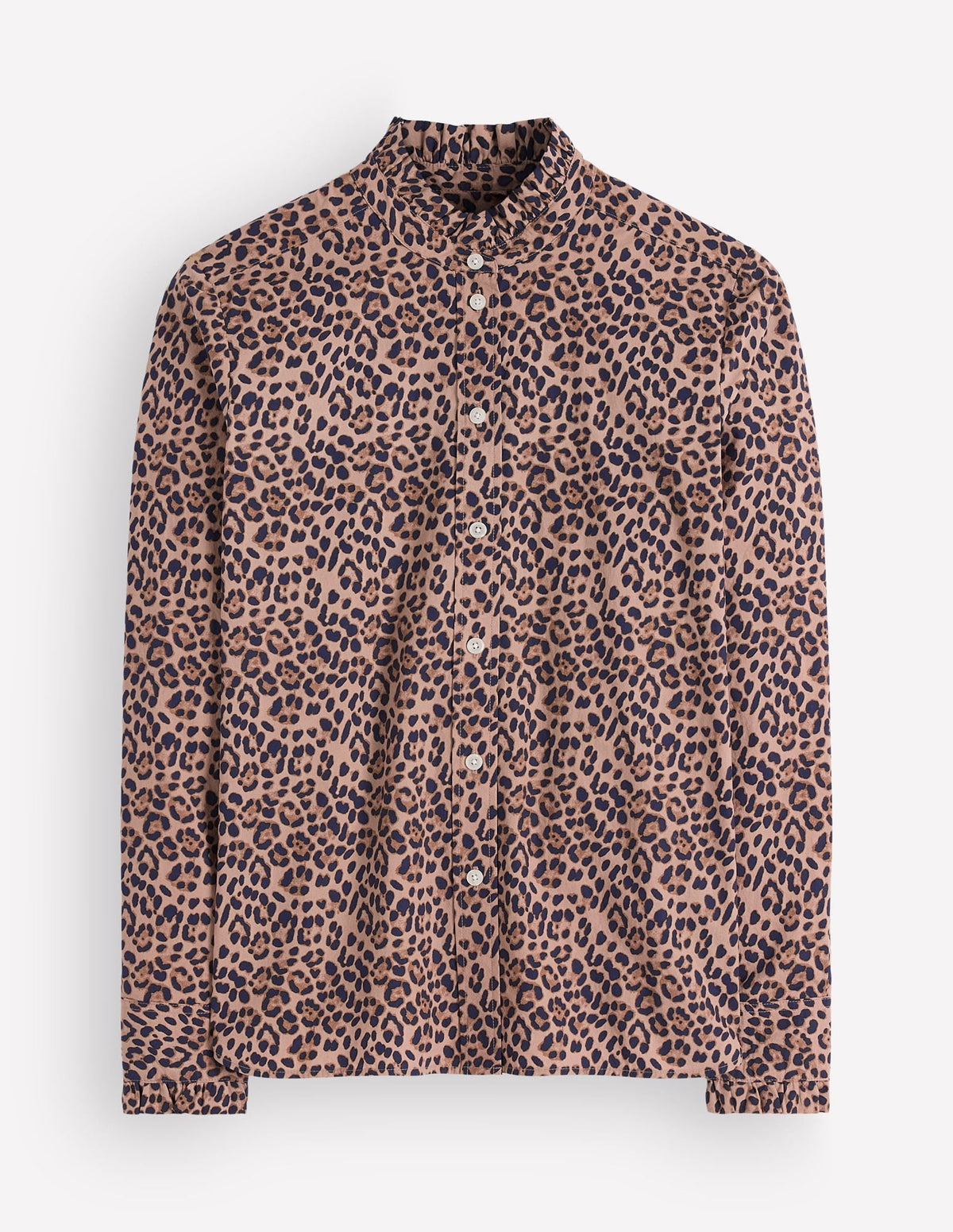 Chemise à volants en coton-Demerara, Animal brossé