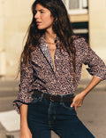 Chemise à volants en coton-Demerara, Animal brossé