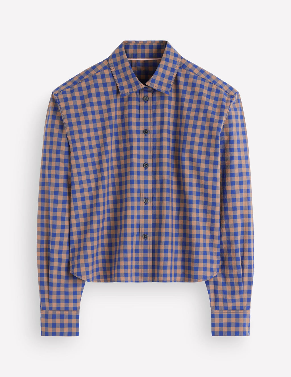 Chemisier court en coton - Camel, Vichy bleu