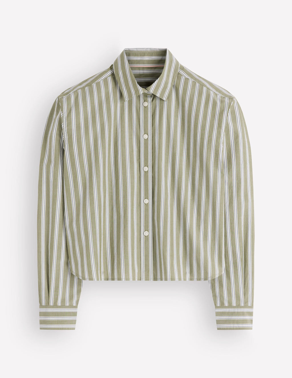 Chemise Courte en Coton - Olive, Rayures Marines