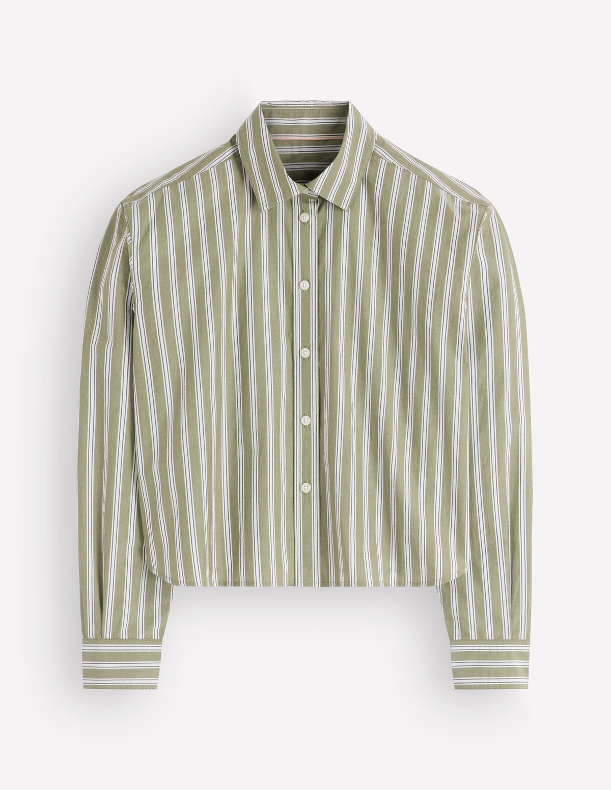 Chemise Courte en Coton - Olive, Rayures Marines