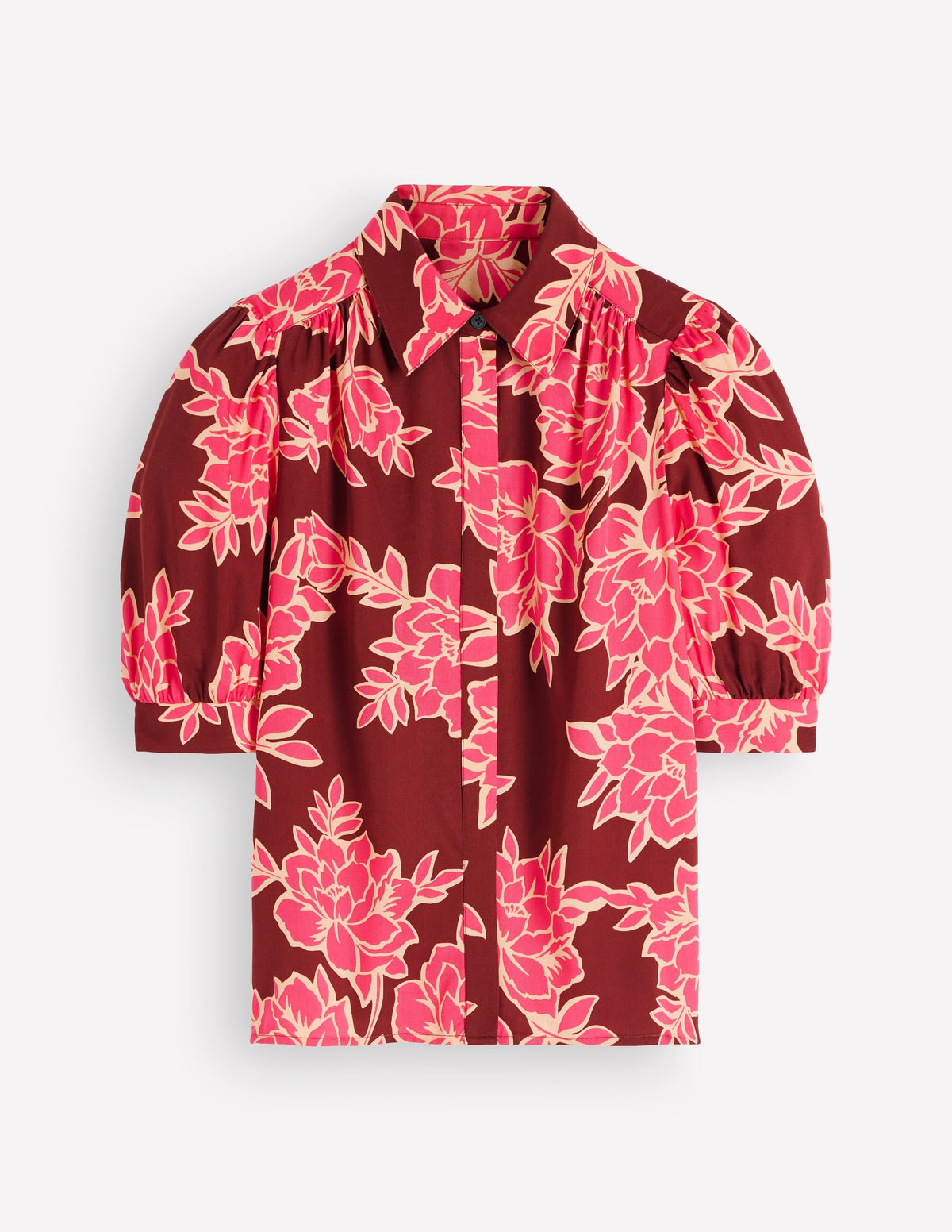 Haut en viscose rouge vif, Pivoine enchantée