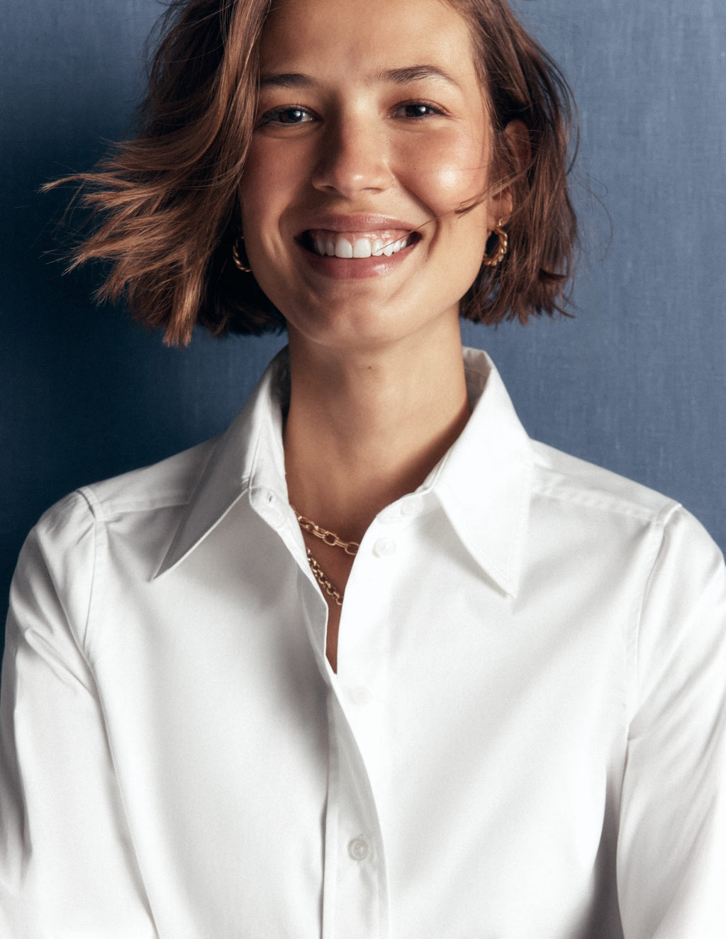Chemise longue en coton-Blanc
