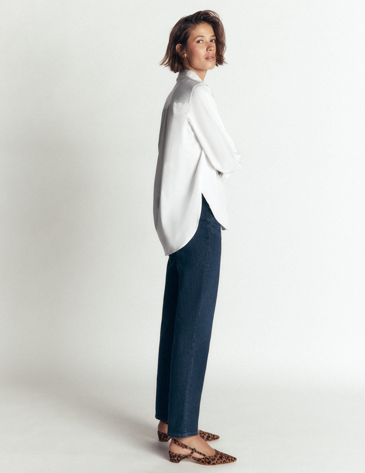 Chemise longue en coton-Blanc