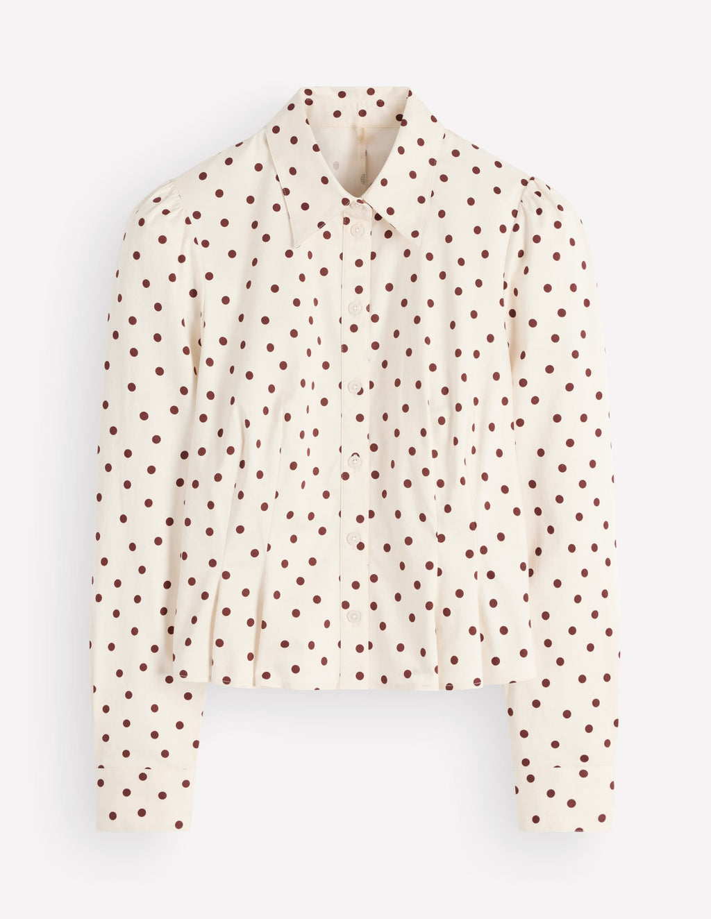 Chemise en coton à pinces – Ivoire, imprimé à pois