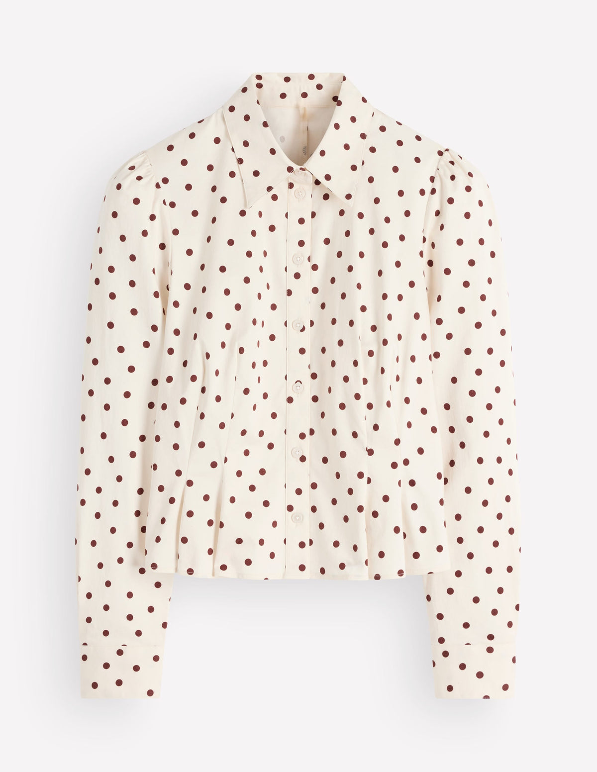 Chemise en coton à pinces – Ivoire, imprimé à pois