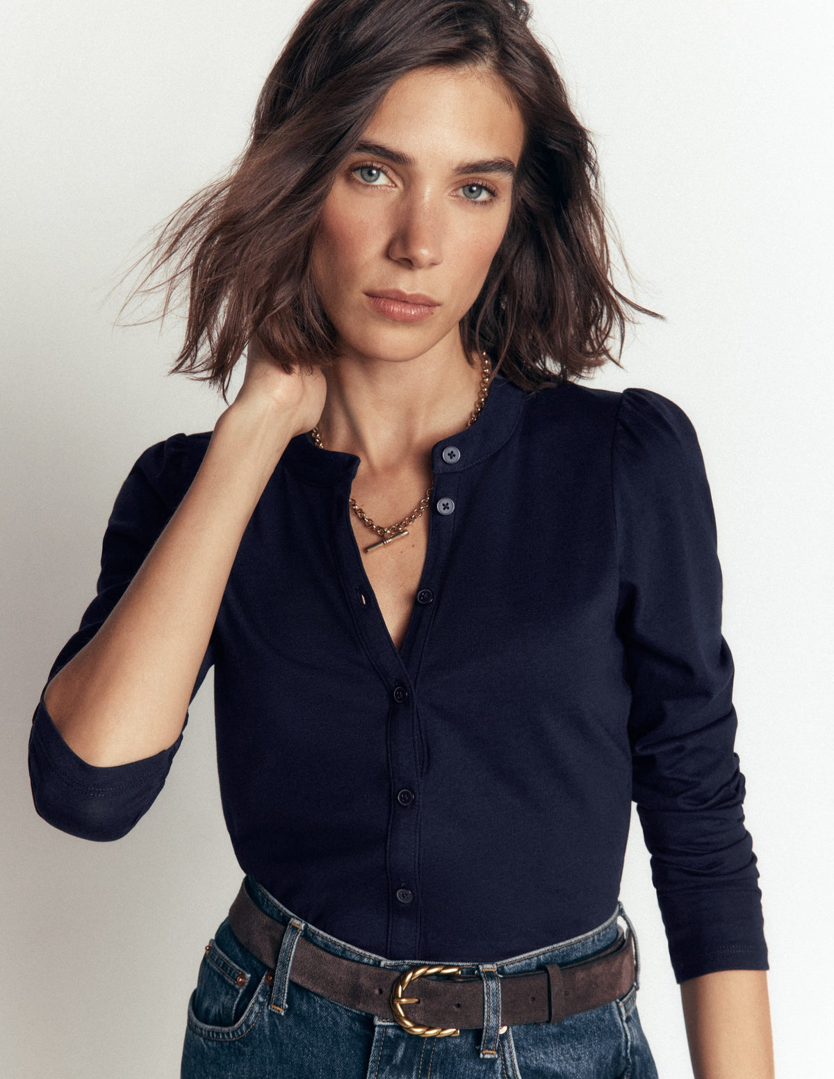 Chemise à manches bouffantes Supersoft - Marine