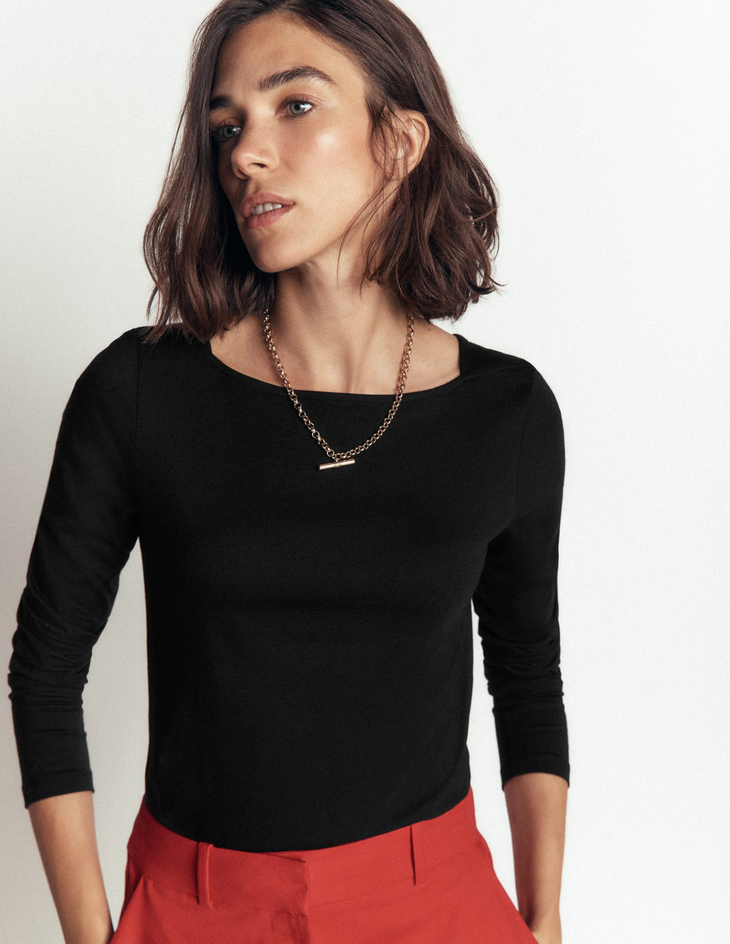 Top ultra doux à encolure carrée - Noir