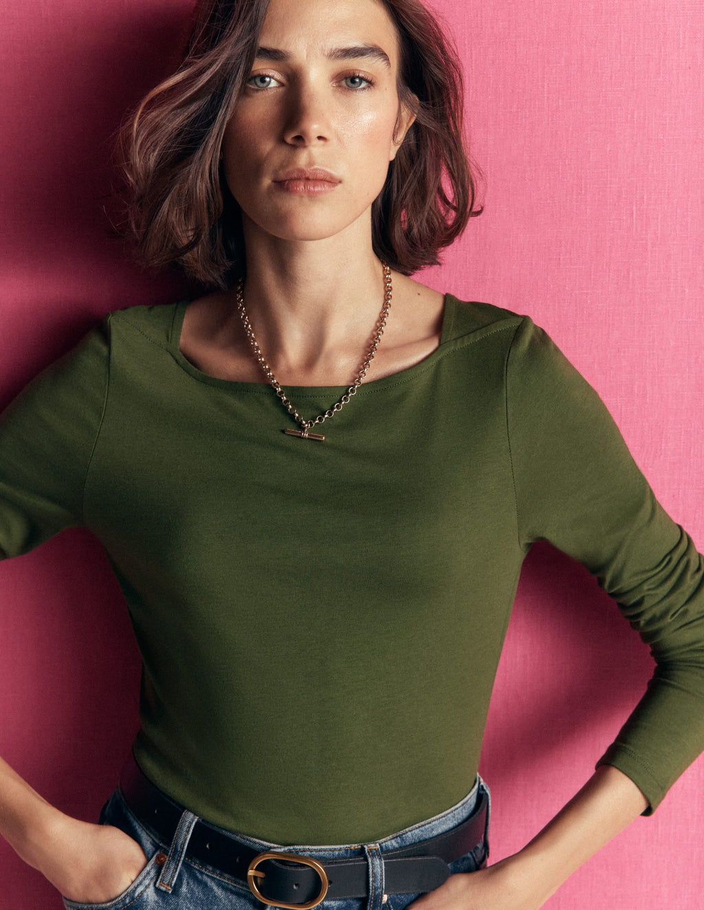 Haut à encolure carrée Supersoft - Vert Brunswick