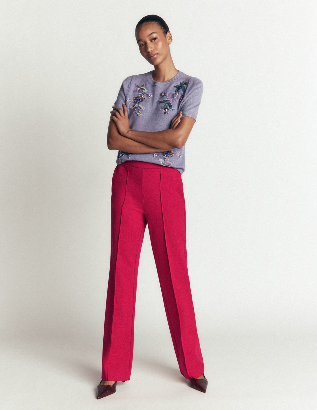 Pantalon droit en ponte-Grenade